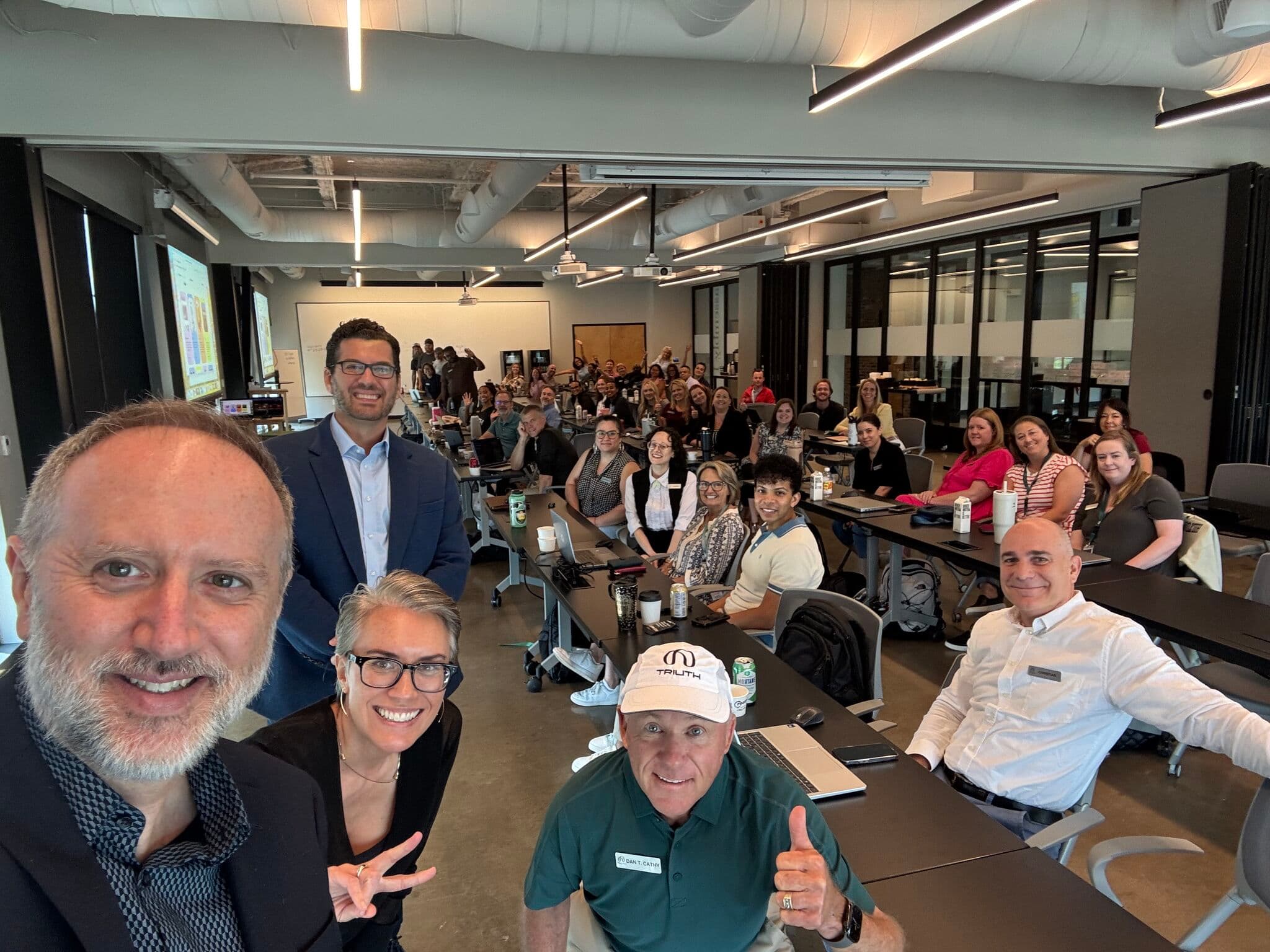 FM leading an AI workshop for Trilith Studios with Dan T. Cathy.